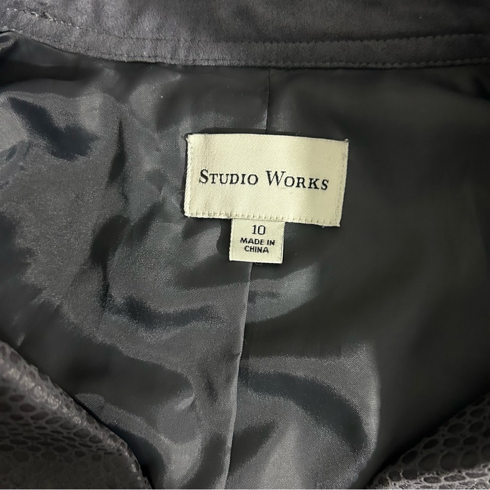 Studio Works Suede Snakeskin Print Full ZIP Jacket Sz 10 - Picture 7 of 11